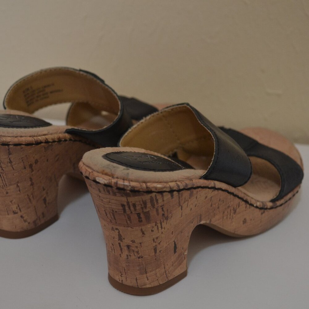 Black Sandal Slides Wood Heel Size 6 - Picture 4 of 7